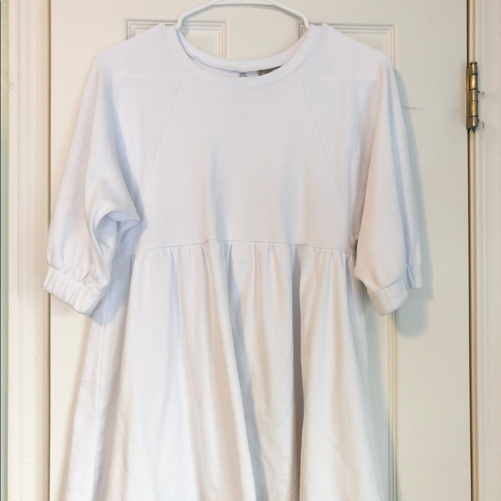 ISO ASOS WHITE TUNIC 3/4 ELASTIC SLEEVES KEYHOLE BACK